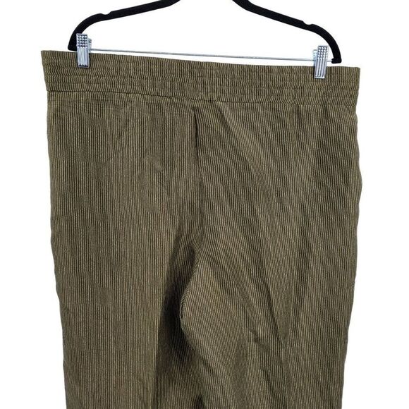 Vintage 90s High-rise Silk‎ Pants 14 Green Pinstriped Pleated Tapered - Picture 8 of 11